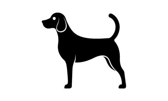 Black Dog Silhouette on White Background
