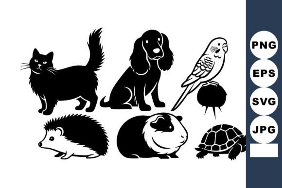 Black Silhouette Cat Dog Bird Art