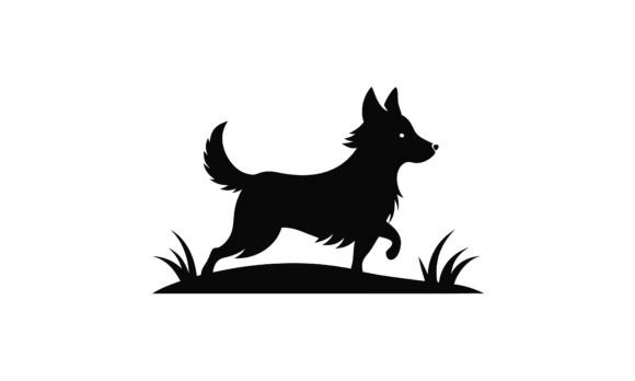 Black Silhouette of a Walking Dog