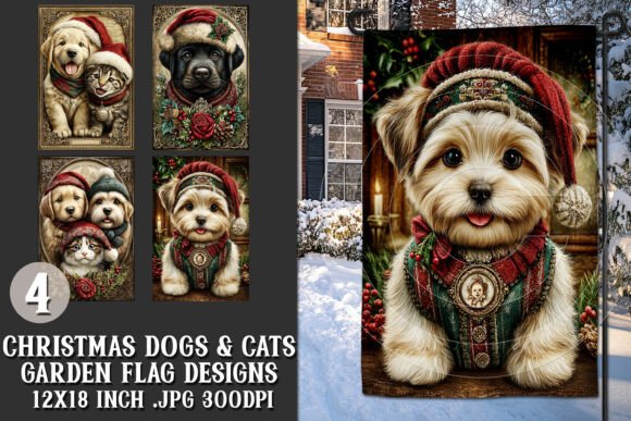 Christmas Cat Dog 4 Garden Flags S6 Review