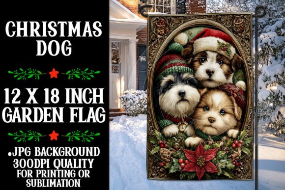 Christmas Dog Garden Flag Design 1