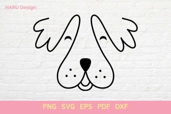 Cute Dog Face Outline Line Art