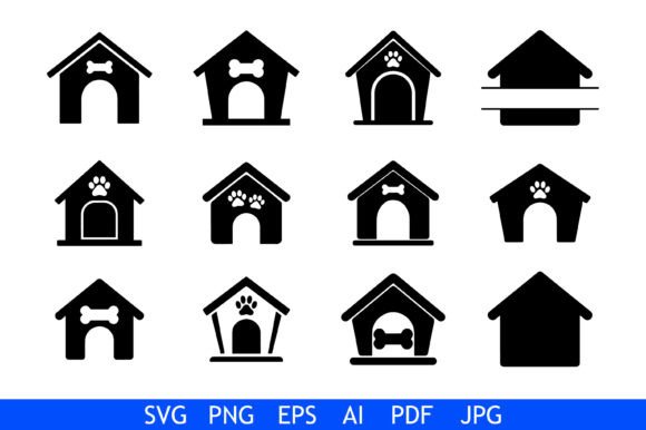Dog House Kennel Vector Set