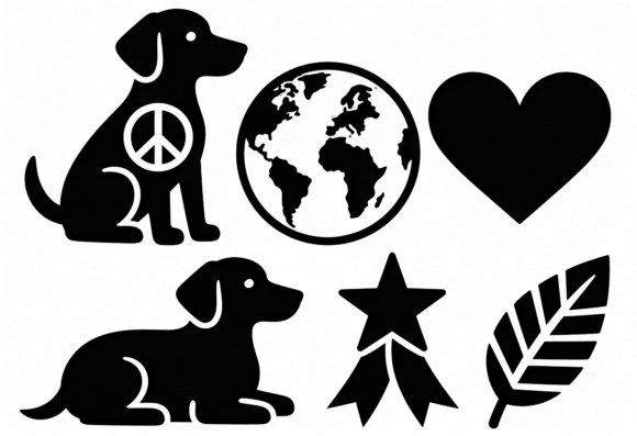 Dog Peace Earth Heart Leaf Star SVG