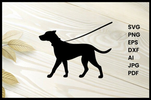 Dog Walking off Leash Silhouette Vector