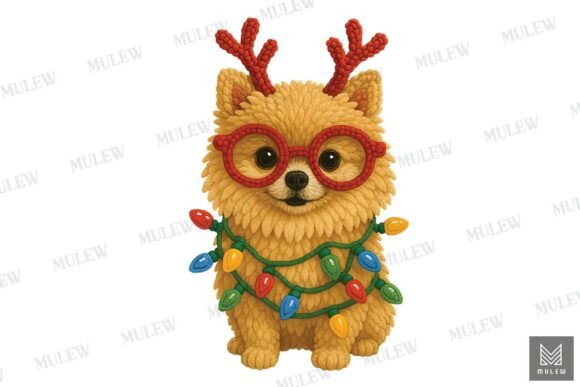 Faux Crochet Christmas Poodle Dog PNG