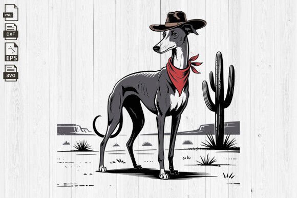 Greyhound, Whippet Vintage, Cowboy, Dog