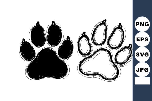 Hand Drawn Dog Paw Prints