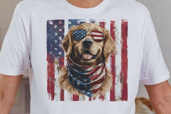 Patriotic Golden Retriever Dog PNG