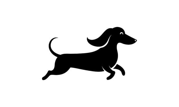 Running Dachshund Dog Silhouette Vector